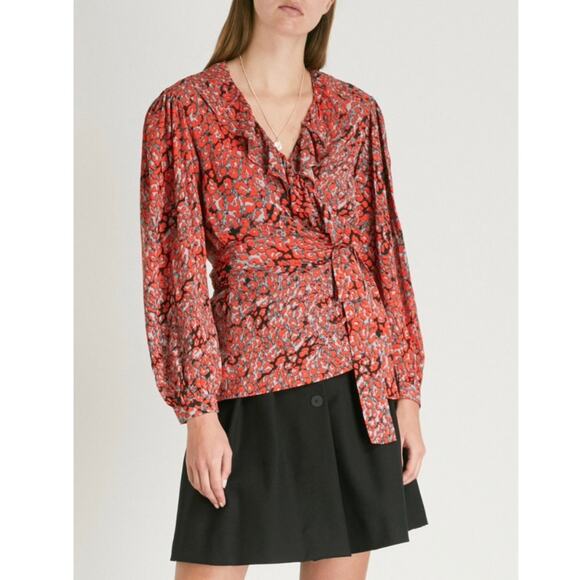 Maje Lito Leopard Print Wrap Top size 2 - Picture 1 of 13